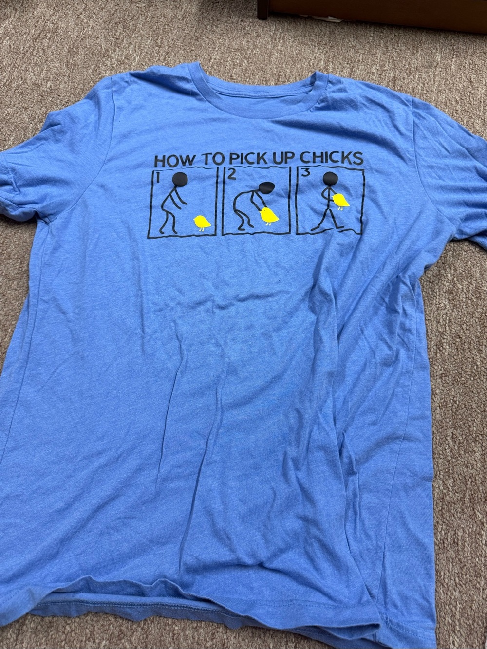Blue Graphic 'How to Pick Up Chicks' Men's Crew Neck T‑Shirt
